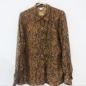 vintage SILK Cheetah animal print paisley top